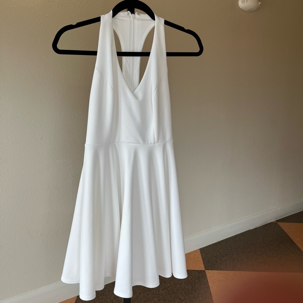 Lulu’s White Mini Razors Back Dress. PreLoved